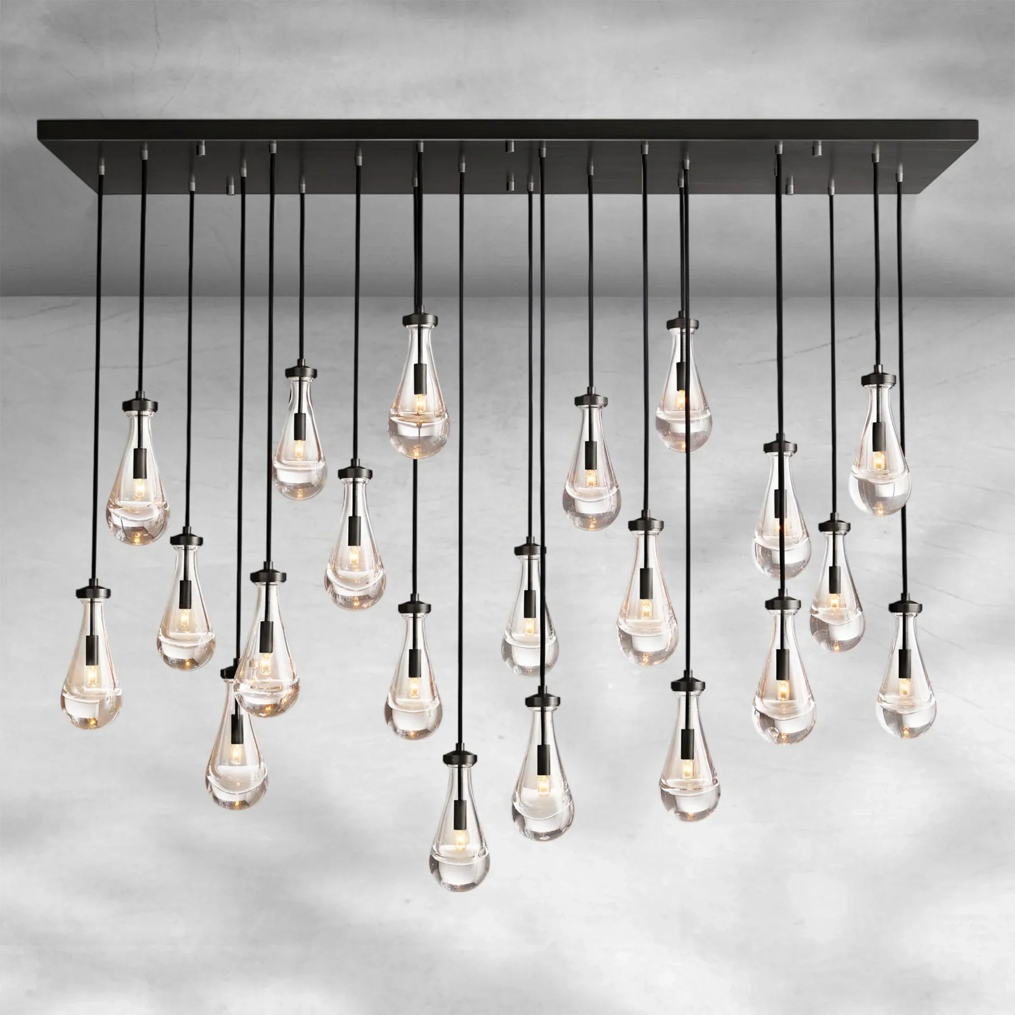 Soltaire Raindrop Glass Linear Chandelier 72"
