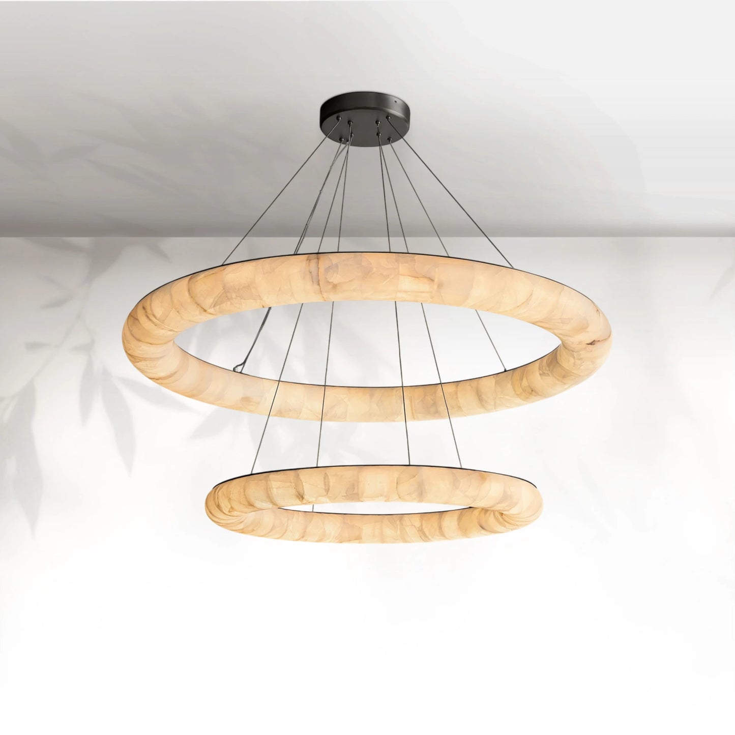Rivaga Lisse Alabaster Two-Tiered Round Chandelier 61"