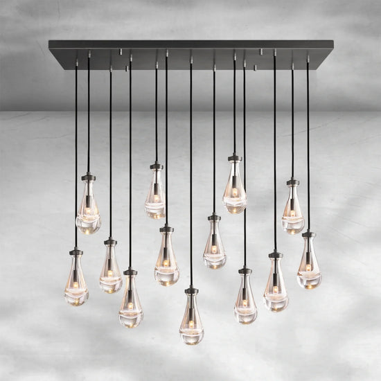 Soltaire Raindrop Glass Linear Chandelier 54"