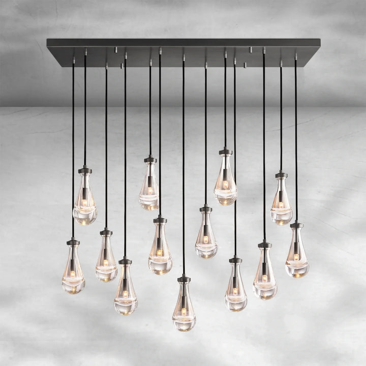 Soltaire Raindrop Glass Linear Chandelier 54"