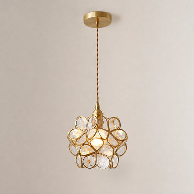 Petal-Shaped Glass Pendant Light with Brass Fitting
