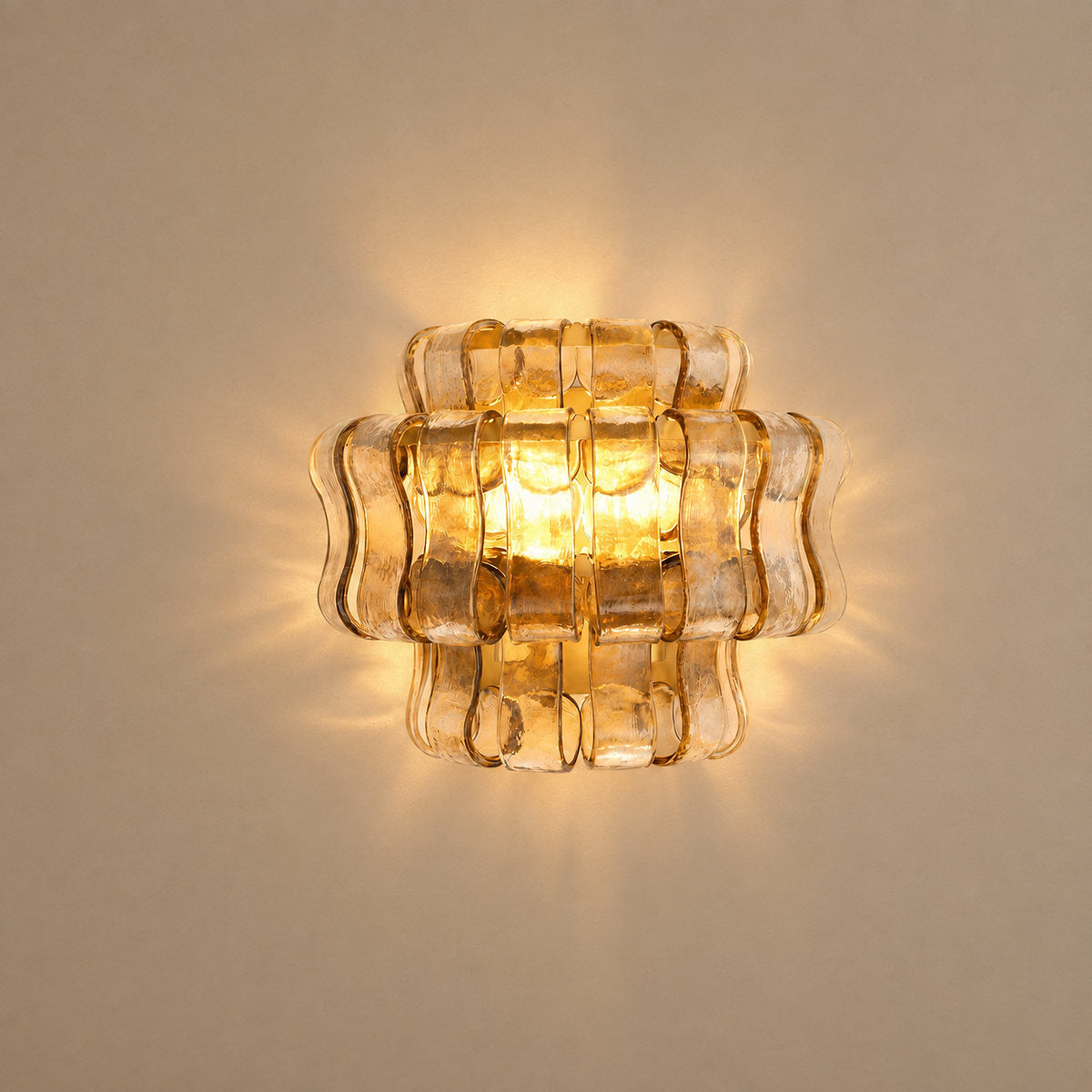 Tricolordeer Amber Glass Ribbon Wall Sconce