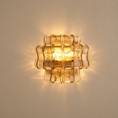 Tricolordeer Amber Glass Ribbon Wall Sconce