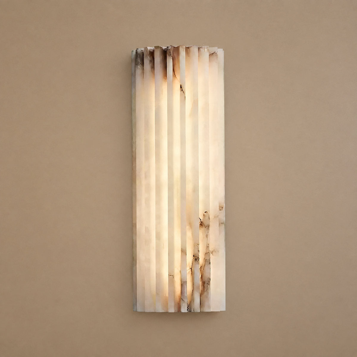 Ribbed Alabaster Stone Wall Lamp Warm Light for Living Room & Dining Room