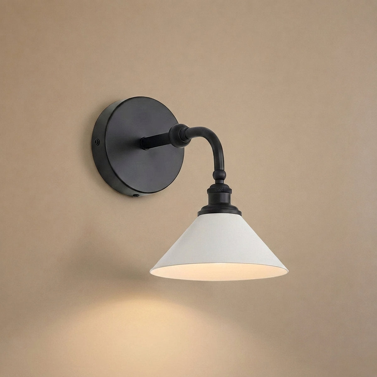 Bridgemont Wall Lamp, 9.1-Inch, Brass & White for Living Room