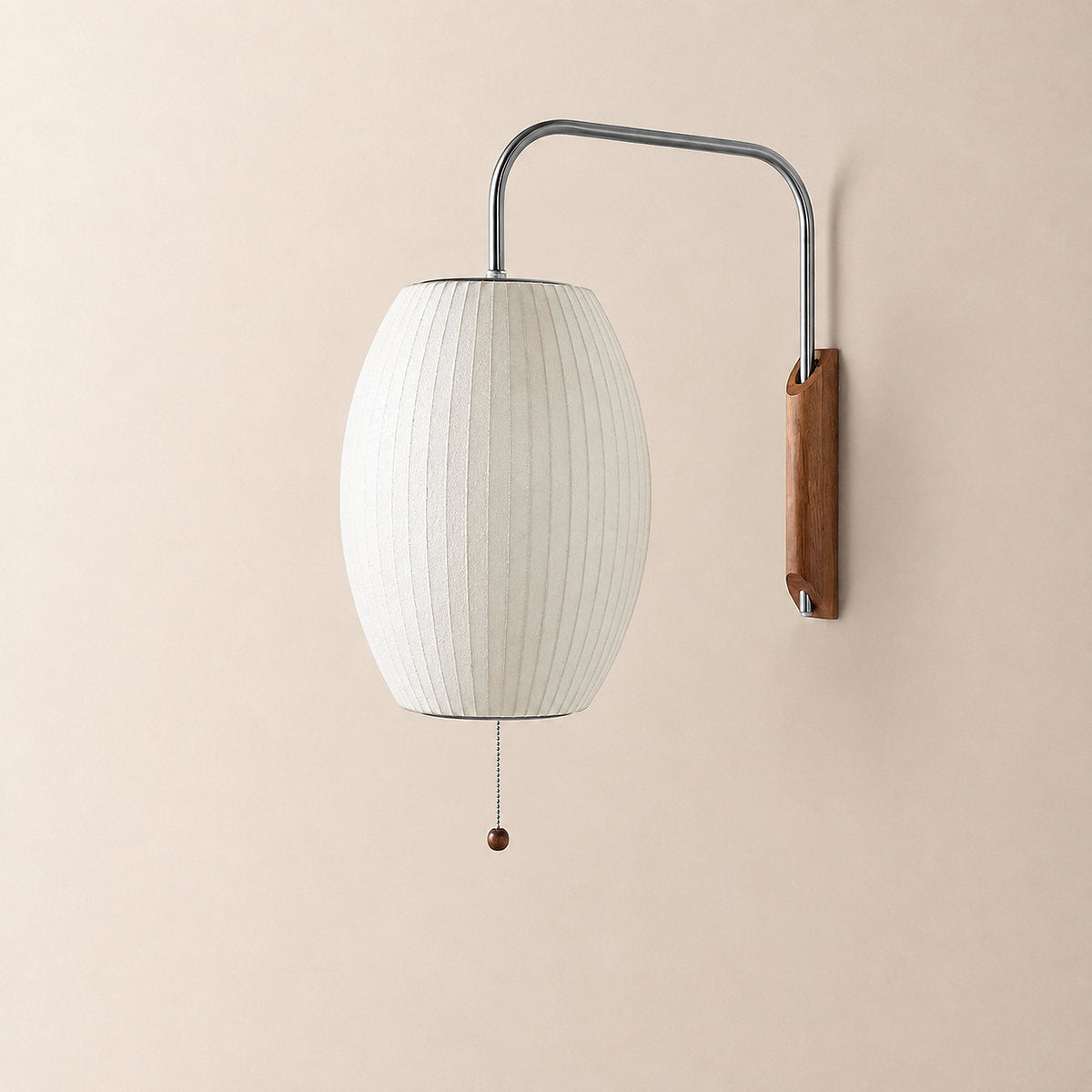 Organic Bubble Wall Lamp, 11-Inch x H 15.7-Inch, White & Walnut wood for Living Room
