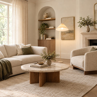 Tricolordeer Linen and Wood Standing Lamp