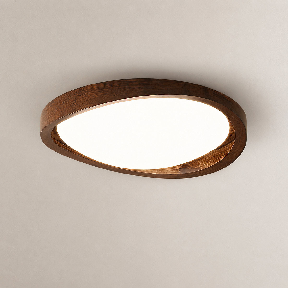 Walnut Curved Edge Ceiling Light, 17.7-Inch x H 2.8-Inch, Model A: Walnut Wood Grain Hydrographics, Warm Light for Living Room & Bedroom