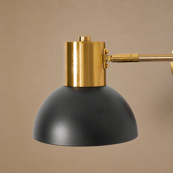 Adjustable Arm Plug In Wall Lamp, L 14.6-Inch x H 5.9-Inch, Black & Gold, US Plug for Bedroom & Living Room