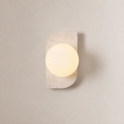 Elysian Travertine Wall Lamp, 3.9-Inch x H 7.1~18.9-Inch, Yellow Travertine & White for Living Room & Dining Room