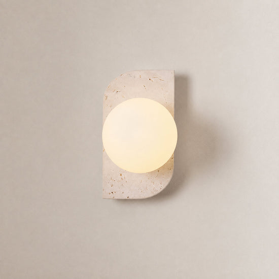 Elysian Travertine Wall Lamp, 3.9-Inch x H 7.1~18.9-Inch, Yellow Travertine & White for Living Room & Dining Room