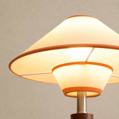 Tricolordeer Walnut Wood and Fabric Table Lamp