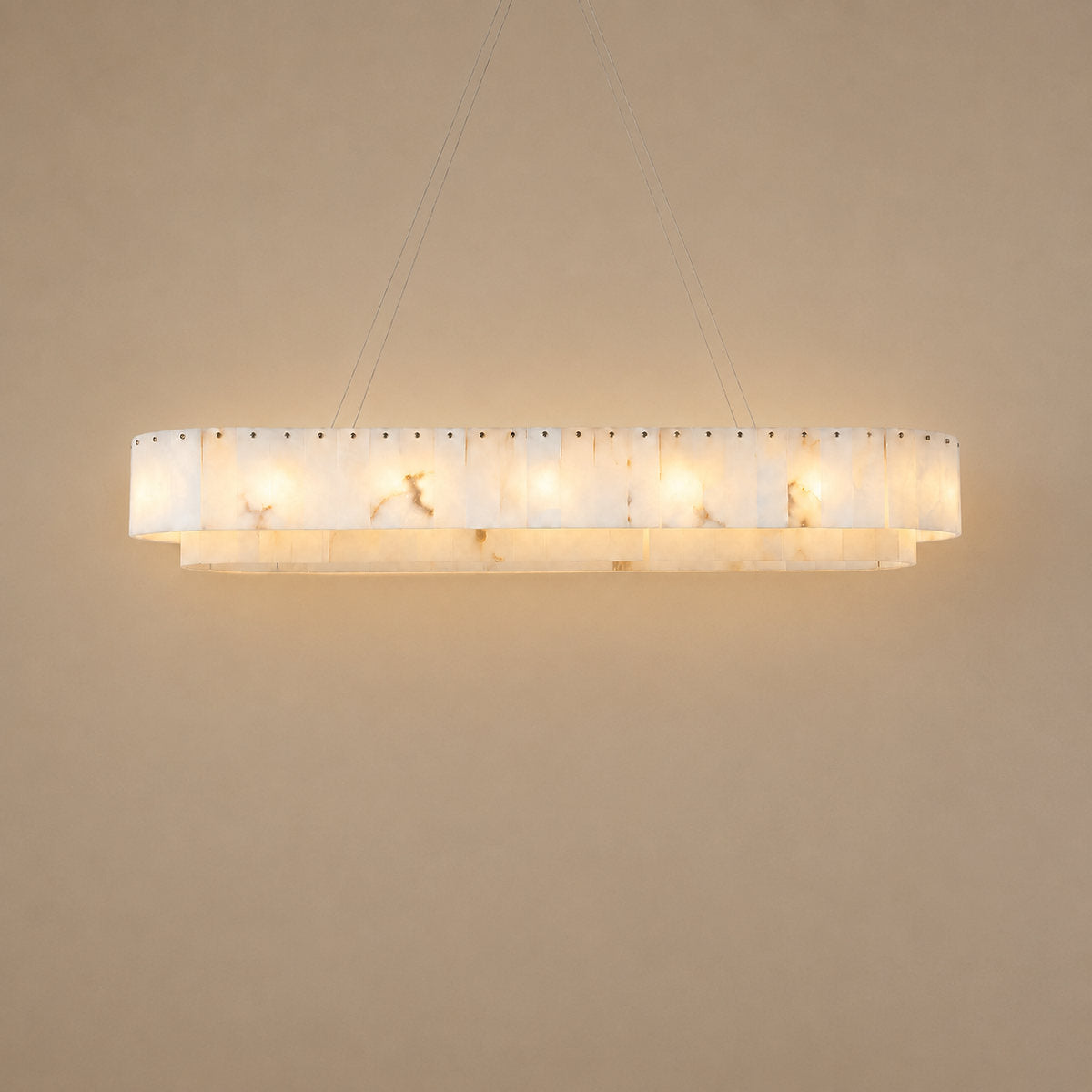 Tricolordeer Natural Alabaster 14-Light Linear Chandelier