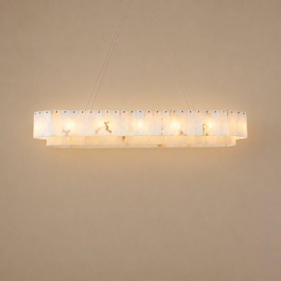 Tricolordeer Natural Alabaster 14-Light Linear Chandelier