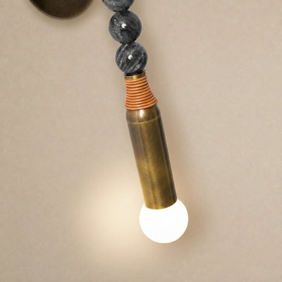 Toam Wall Lamp, 5.9-Inch, Antique Brass & Green Marble for Living Room