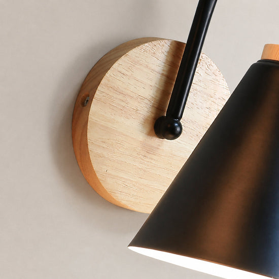 Kona Nordic Wall Lamp, 5.9-Inch x H 9.4-Inch, Wooden ＆ White for Living Room