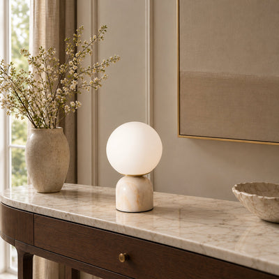 Tricolordeer Globe Glass & Marble Table Lamp