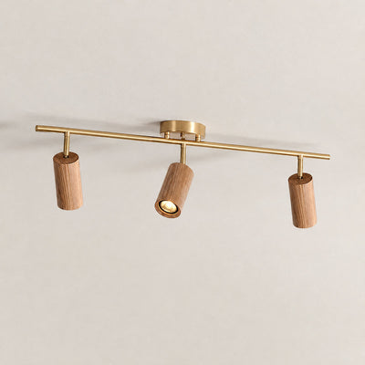 Tricolordeer Gold Brass Ceiling Light: Walnut Wood, 1–4 Heads
