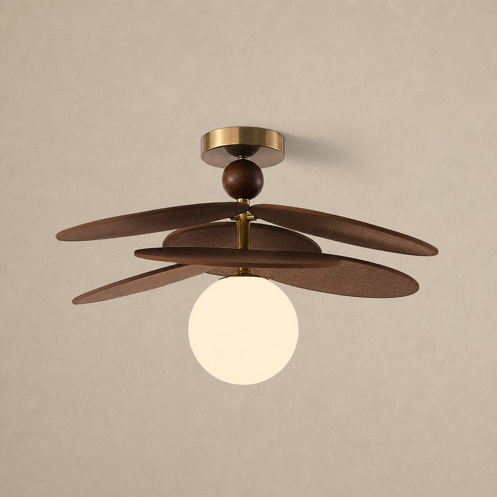 Aurelian Bloom Ceiling Fan Light, 19.7~23.6-Inch x H 11.8-Inch, Dark walnut & White for Living Room