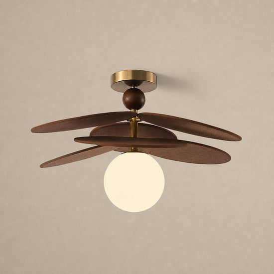 Aurelian Bloom Ceiling Fan Light, 19.7~23.6-Inch x H 11.8-Inch, Dark walnut & White for Living Room