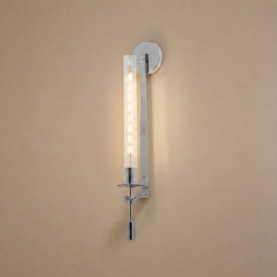 French Classicism Wall Lamp, 4.7~9-Inch x H 28-Inch, Brass & Clear glass for Living Room & Dining Room