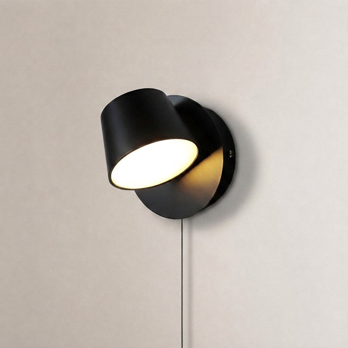 Angle Adjustable Plug-in Wall Lamp, 4.7~15-Inch x H 4.7~3.9-Inch, Black, Warm Light & US Plug for Bedroom & Living Room
