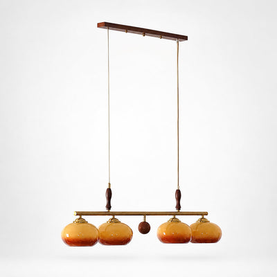 Modern Linear Multi-Head Glass Pendant Light for Dining Room & Living Room