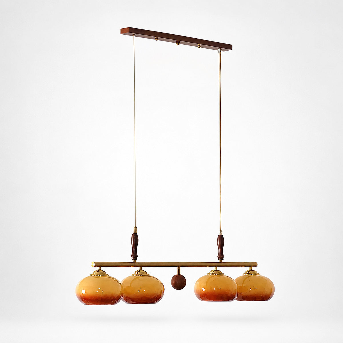 Modern Linear Multi-Head Glass Pendant Light for Dining Room & Living Room