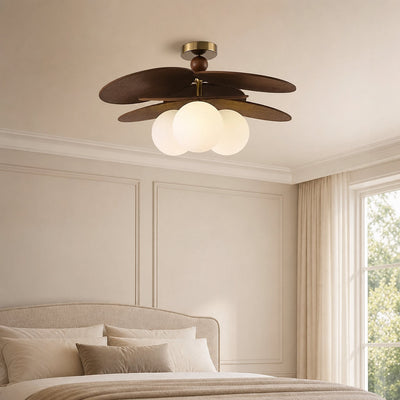 Aurelian Bloom Ceiling Fan Light, 19.7~23.6-Inch x H 11.8-Inch, Dark walnut & White for Living Room