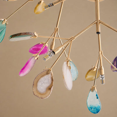 Rose Gold Chandelier with Natural Stone Slices