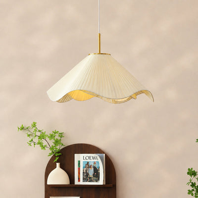 Elara Pendant Light, 15.7-Inch x H 59-Inch, Beige & Gold for Dining Room & Living Room