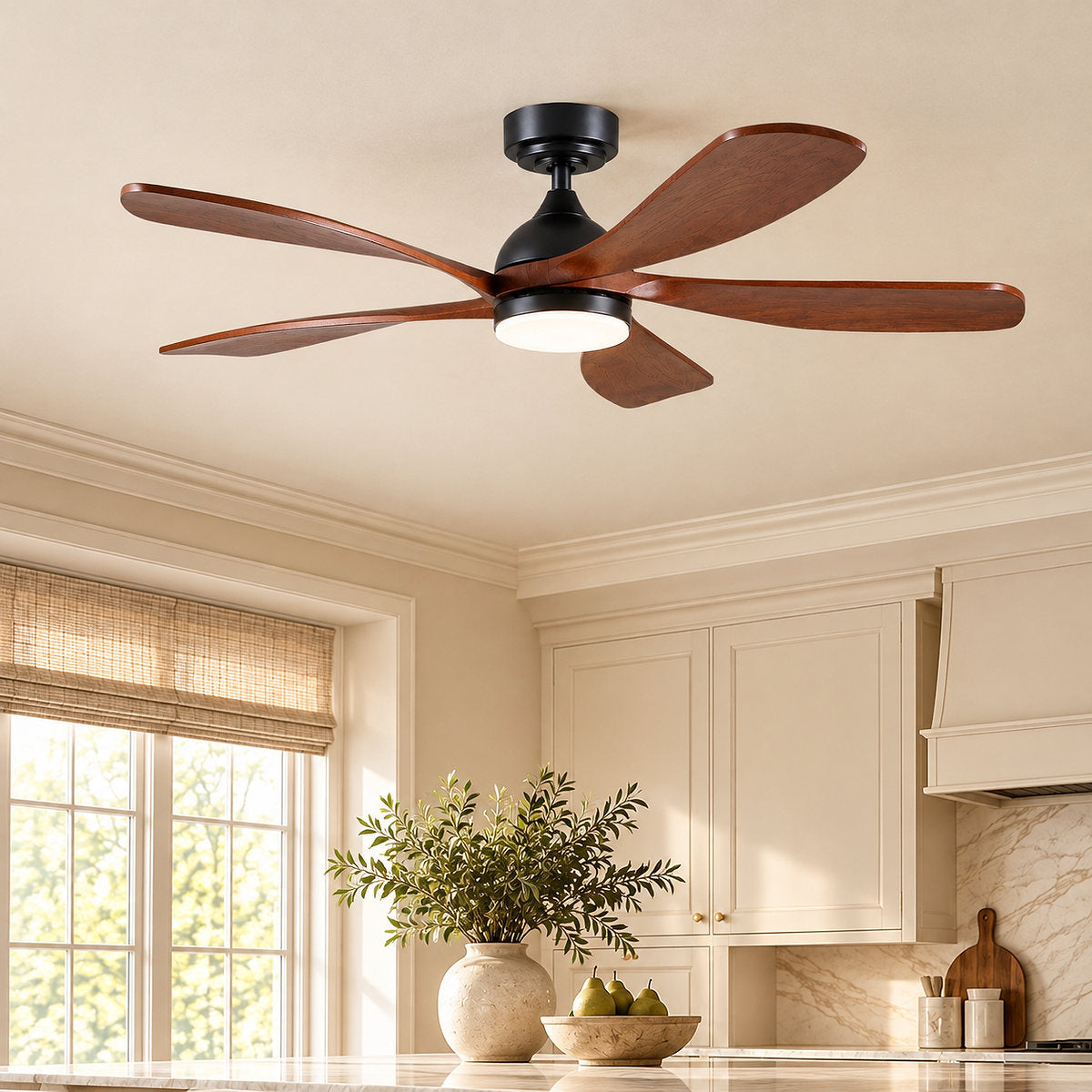 52-Inch Dimmable LED Wood Ceiling Fan