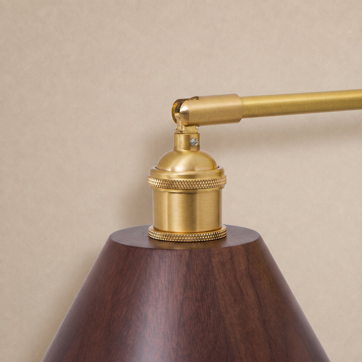 Vintage Wood Plug-in Wall Lamp, 7.1-Inch x H 5.5-Inch, Brass & Walnut Wood, US Plug for Bedroom & Living Room
