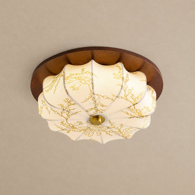 Tricolordeer Lotus Flush Mount Walnut Ceiling Lamp
