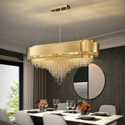 Decorative Gold Round Crystal Living Room Chandelier - Lightings Menu