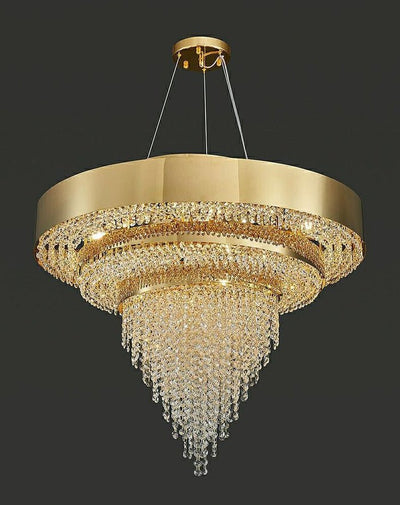 Decorative Gold Round Crystal Living Room Chandelier - Lightings Menu