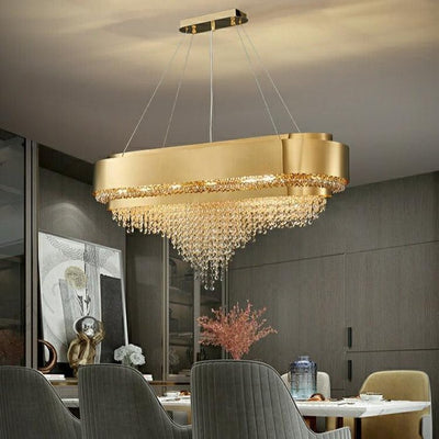Decorative Gold Round Crystal Living Room Chandelier - Lightings Menu