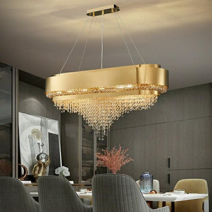 Decorative Gold Round Crystal Living Room Chandelier - Lightings Menu