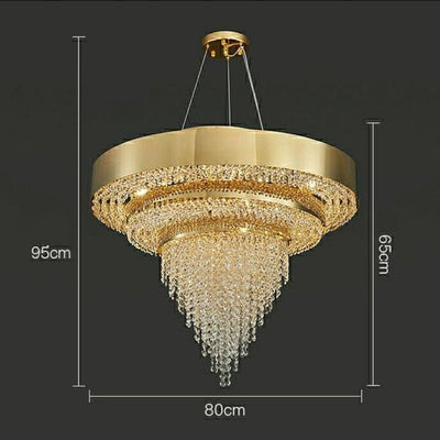 Decorative Gold Round Crystal Living Room Chandelier - Lightings Menu