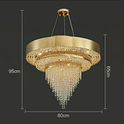 Decorative Gold Round Crystal Living Room Chandelier - Lightings Menu