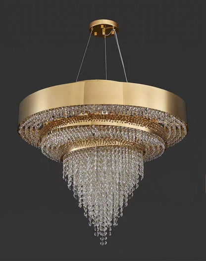 Decorative Gold Round Crystal Living Room Chandelier - Lightings Menu