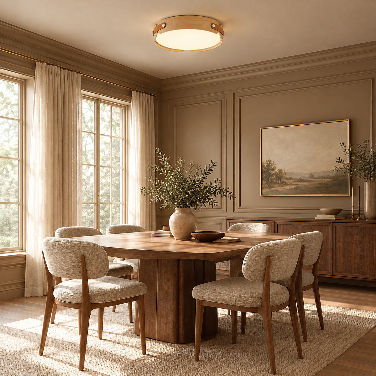 Acrylic Ceiling Light in Wood and Walnut Finishes