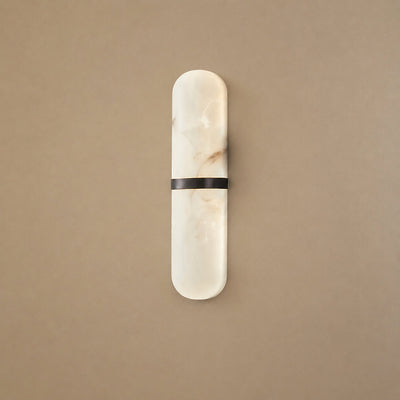 Alabaster Pill Wall Lamp, 3.9~4.7-Inch x H 15.7-Inch, Brass, Warm Light for Living Room & Dining Room