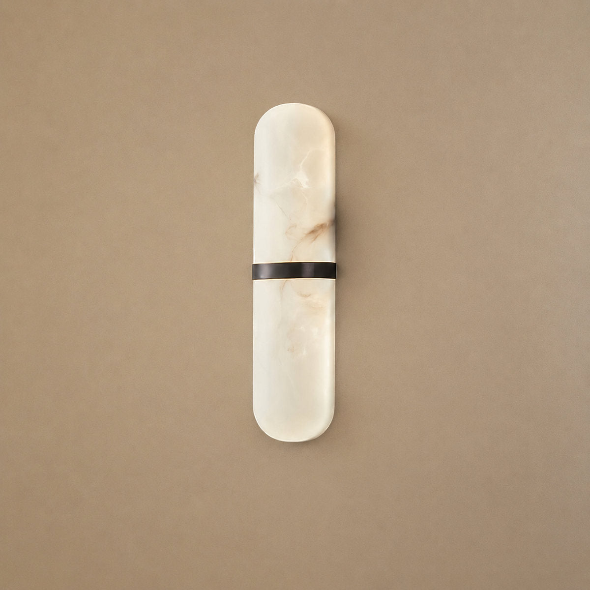 Alabaster Pill Wall Lamp, 3.9~4.7-Inch x H 15.7-Inch, Brass, Warm Light for Living Room & Dining Room