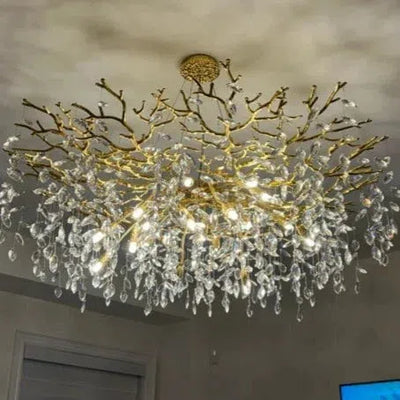 Albero Modern French-Style Branch Crystal Chandelier with Crystal Leaf