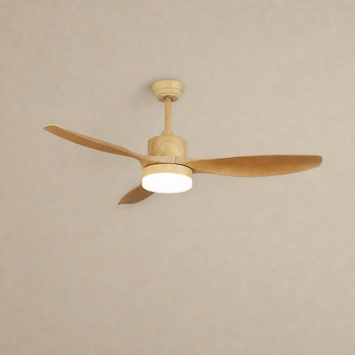 Keltis 48"/52" Ceiling Fan Light, 48~52-Inch x H 11.8-Inch, Model F Natural Wood Grain (ABS blades), Three-Color Light for Living Room