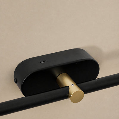 Minimalist Linear Rechargeable Wall Lamp, L 27~50-Inch x H 2-Inch, Gold, Three-Color Light & USB Charging for Bedroom & Living Room