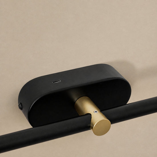 Minimalist Linear Rechargeable Wall Lamp, L 27~50-Inch x H 2-Inch, Gold, Three-Color Light & USB Charging for Bedroom & Living Room