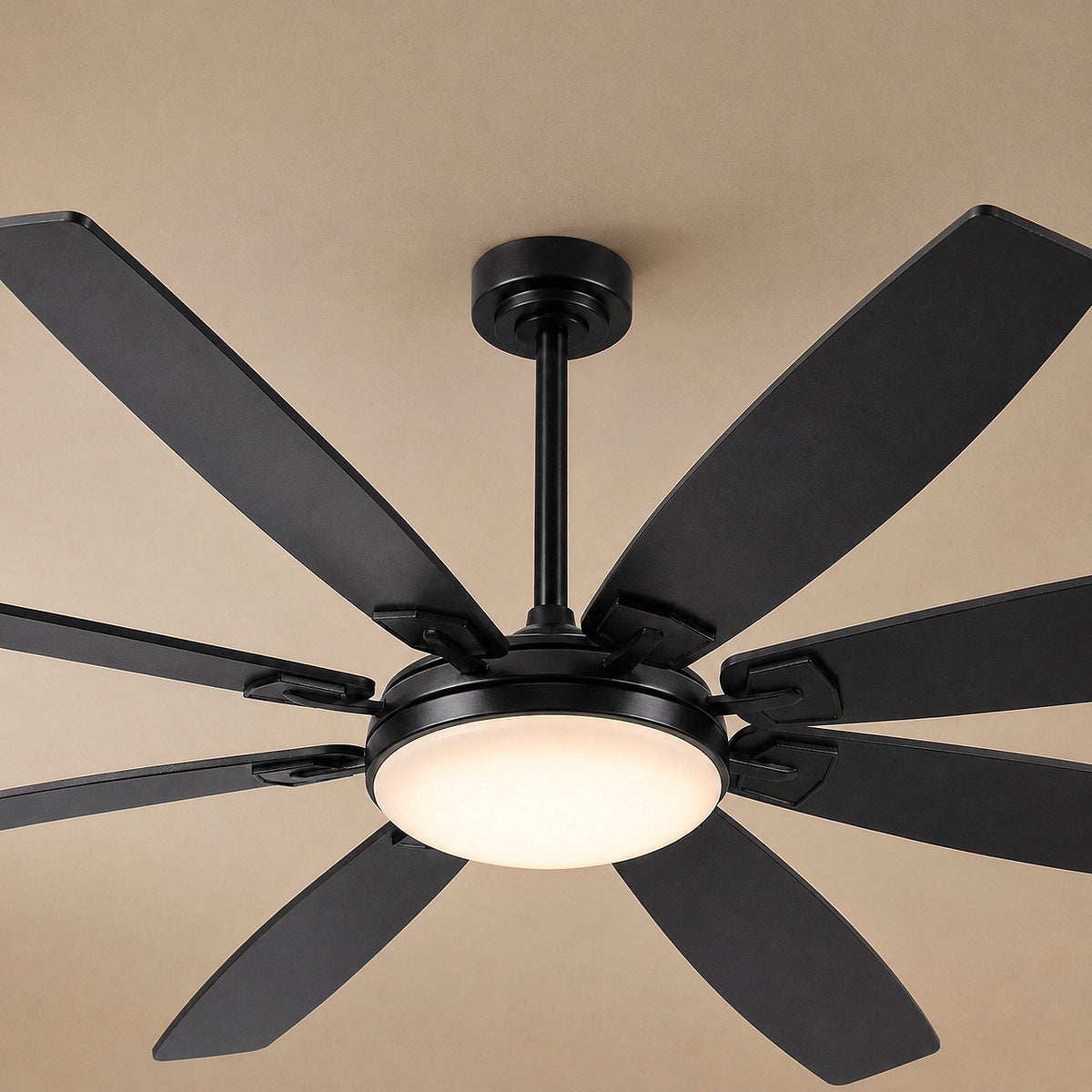 Eight-Blade LED Disc Ceiling Fan in Walnut