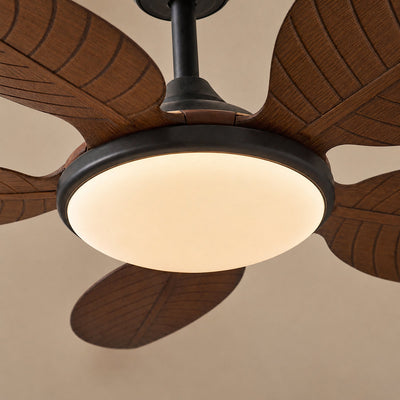 Tricolordeer Carved Palm-Leaf Dome Light Ceiling Fan